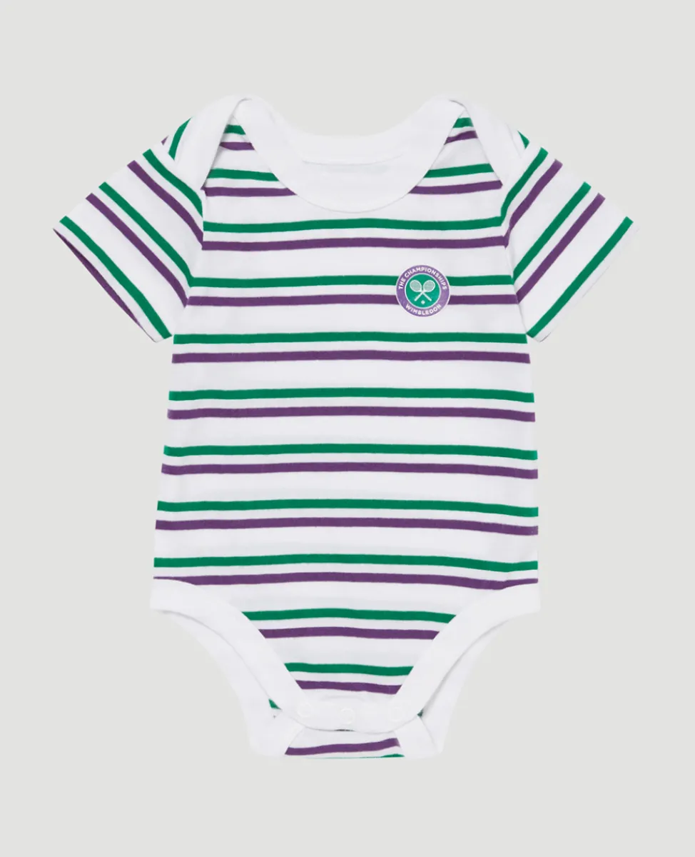 Wimbledon Baby Grows-Babygrow - Green & Purple Stripes