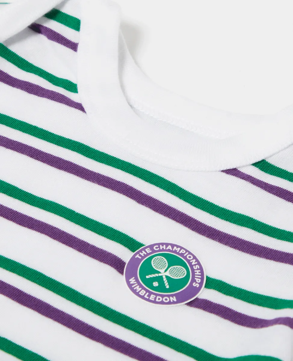 Wimbledon Baby Grows-Babygrow - Green & Purple Stripes