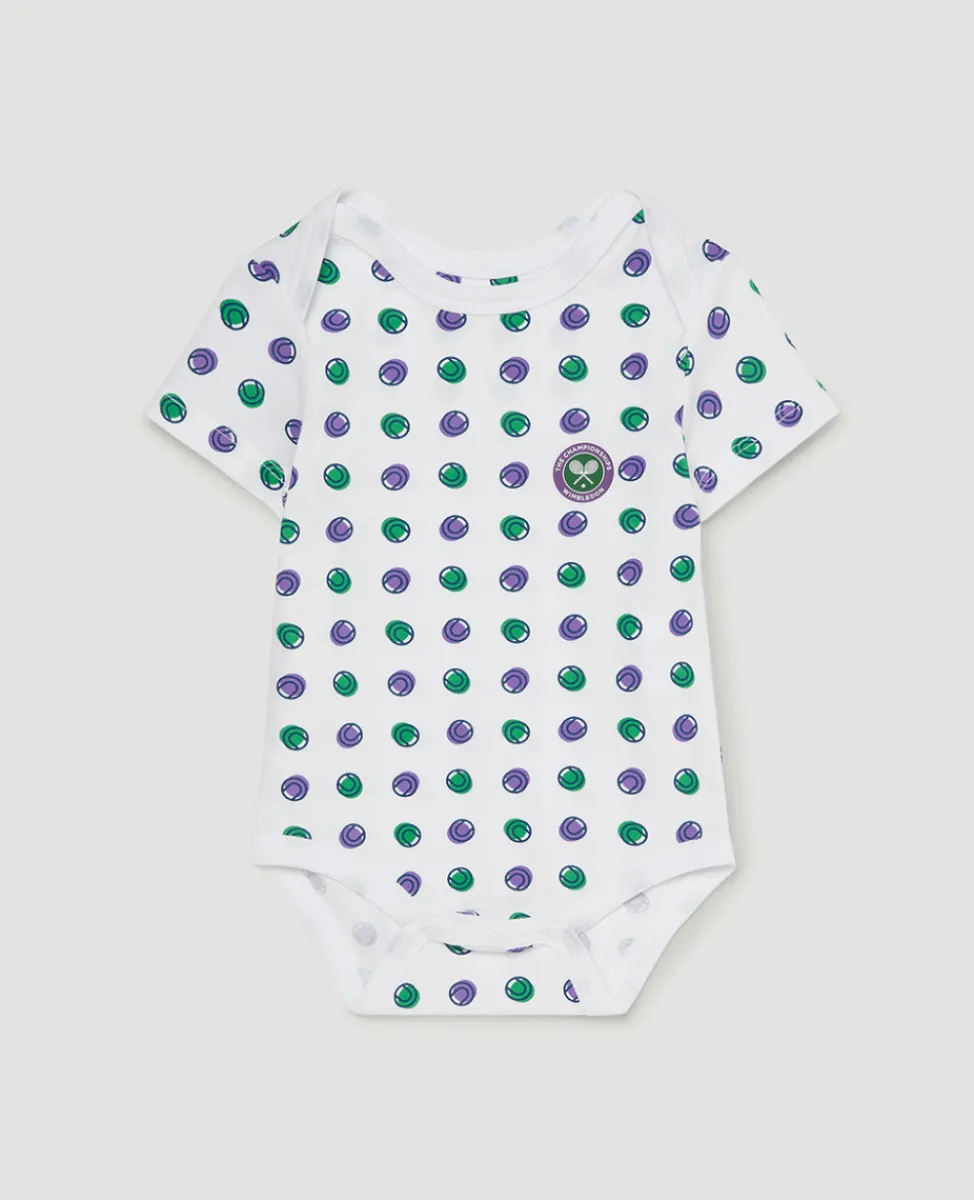 Wimbledon Baby Grows-Babygrow Ball Spot - White