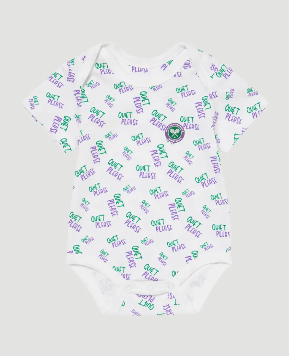 Wimbledon Baby Grows-Babygrow Quiet Please - White