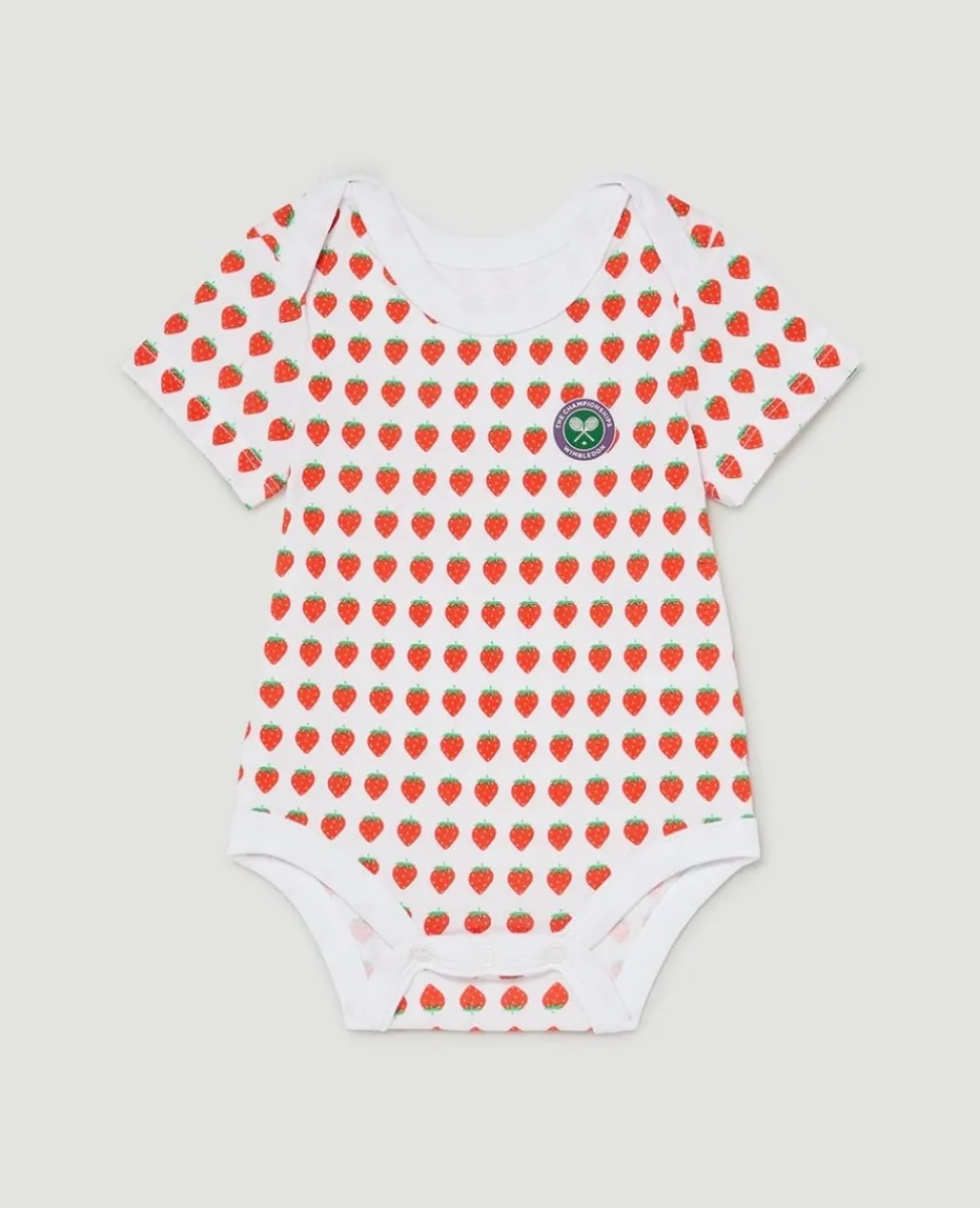 Wimbledon Baby Grows-Babygrow Strawberries - White