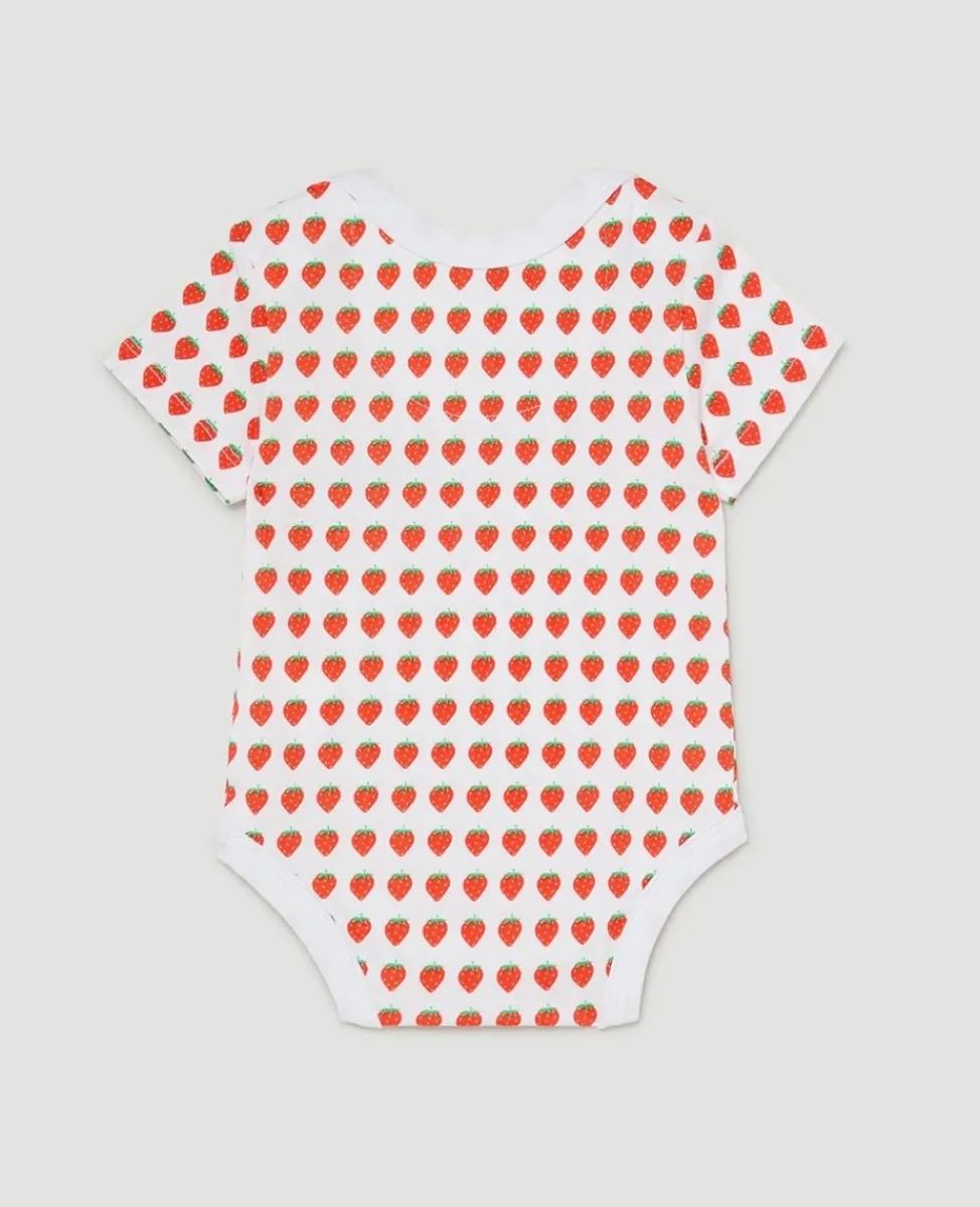 Wimbledon Baby Grows-Babygrow Strawberries - White