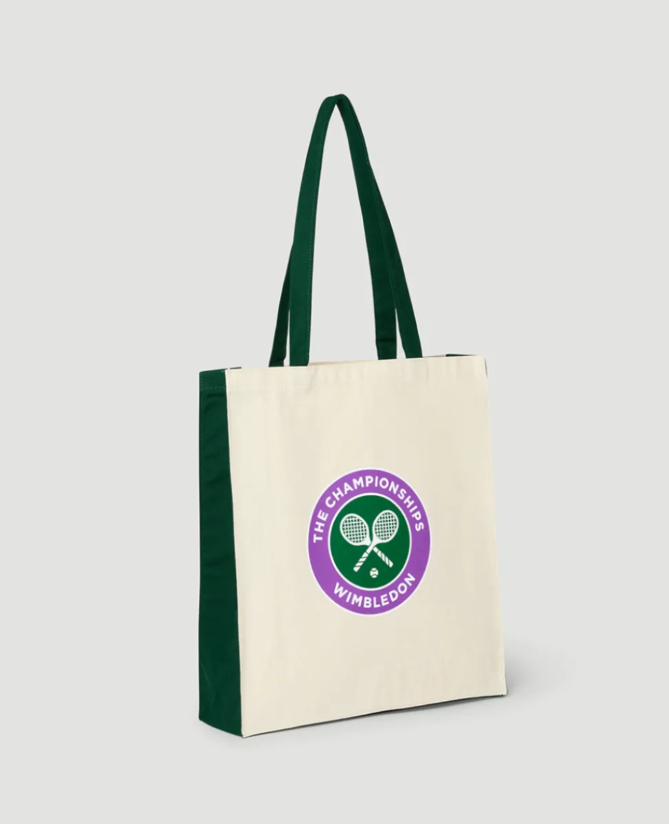 Wimbledon Shopper | Tote-Championships Logo Shopper Tote - Natural with Green Gussets