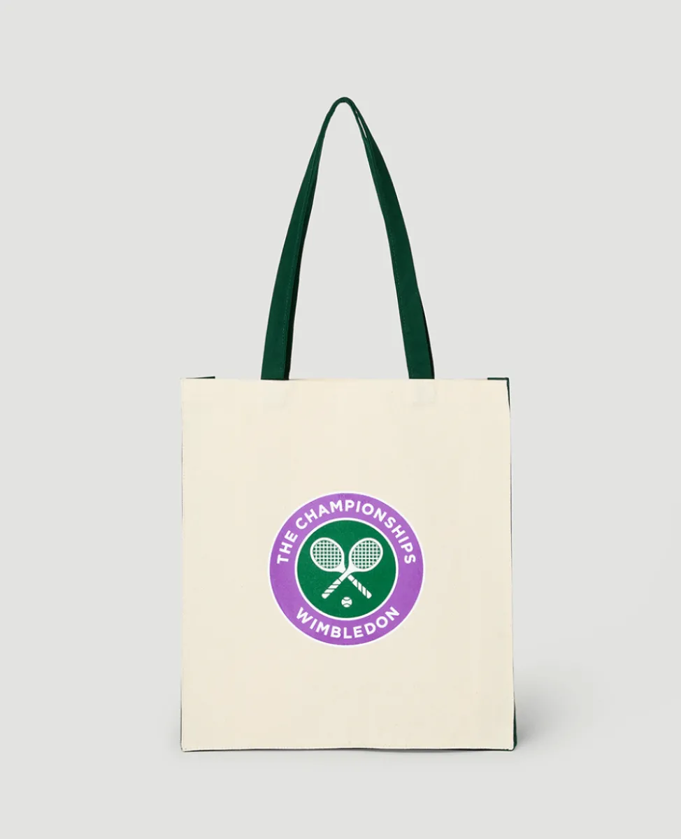 Wimbledon Shopper | Tote-Championships Logo Shopper Tote - Natural with Green Gussets