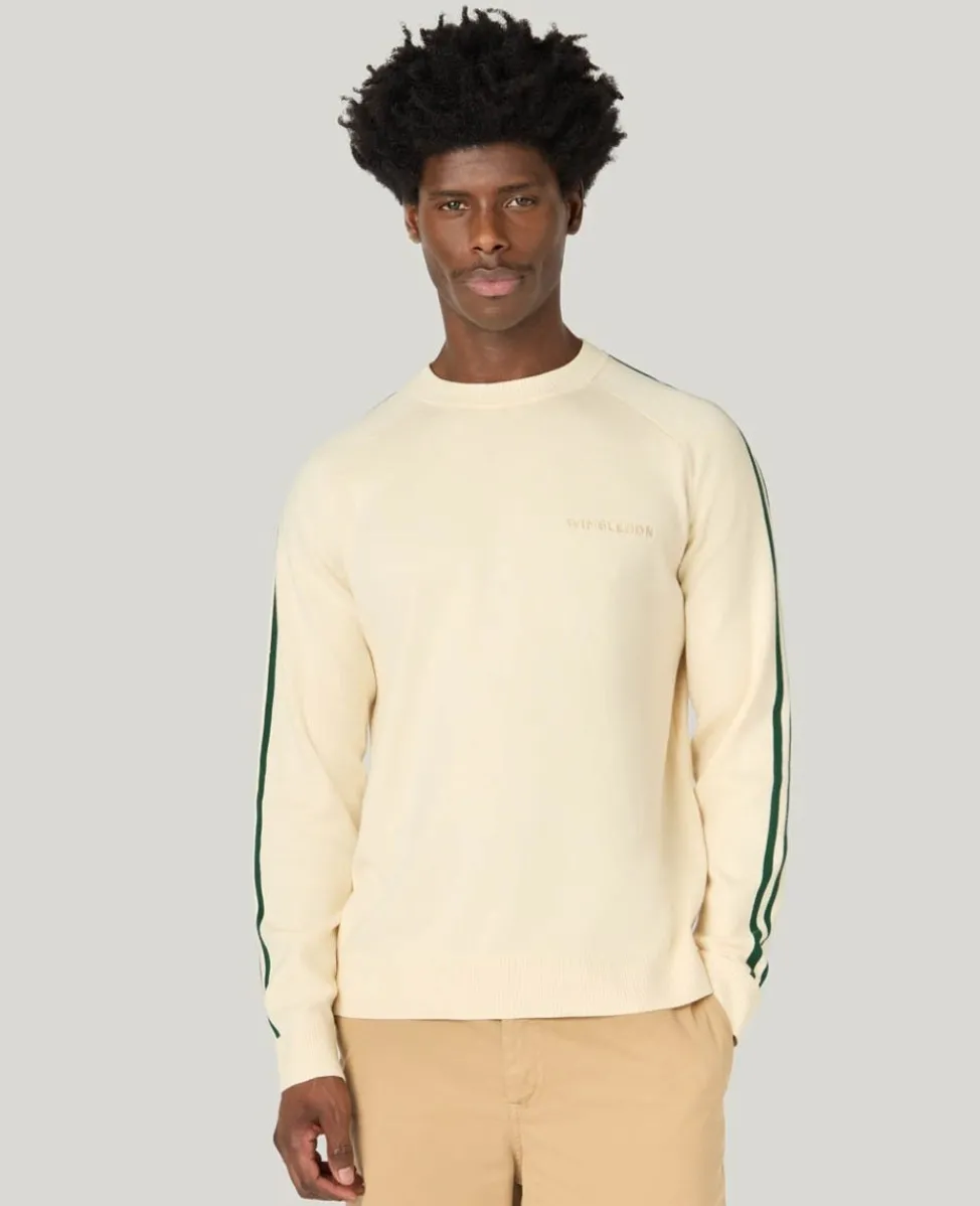 Wimbledon Knitwear | Sweatshirts & Hoodies-Contrast Stripe Knitted Sweater in Cream