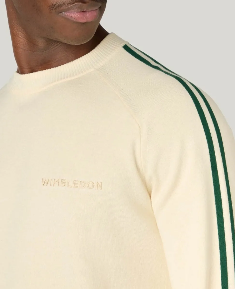 Wimbledon Knitwear | Sweatshirts & Hoodies-Contrast Stripe Knitted Sweater in Cream