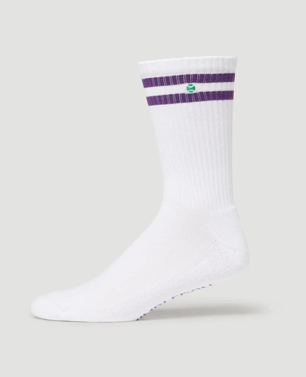 Wimbledon Accessories | Accessories-Crew Socks - White & Purple