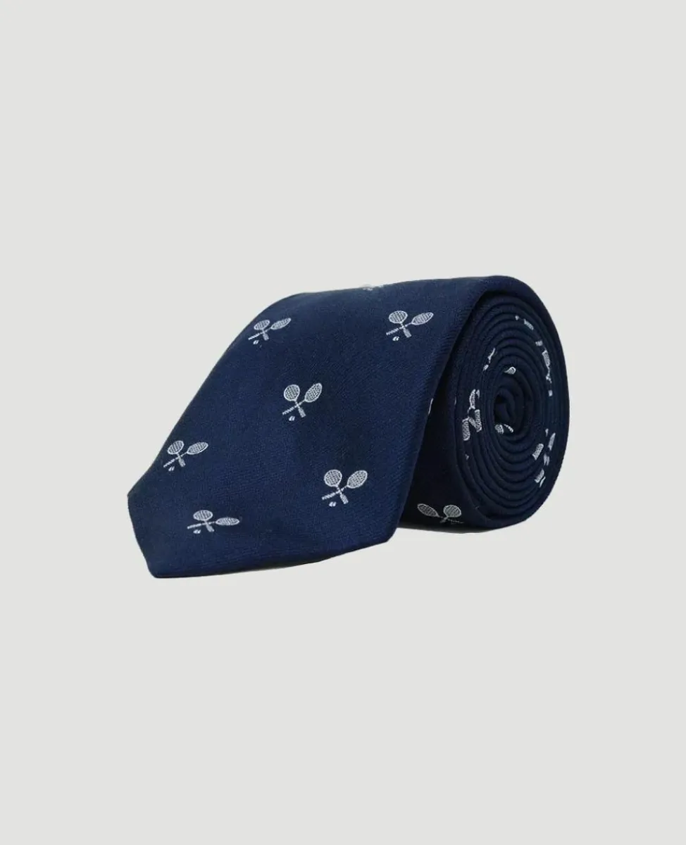 Wimbledon Accessories-Cross Racket Tie - Navy