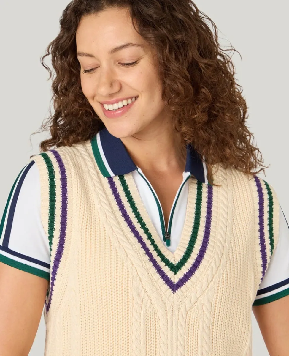 Wimbledon Knitwear | Sweatshirts & Hoodies-Heavy Knit Sleeveless Sweater in Cream