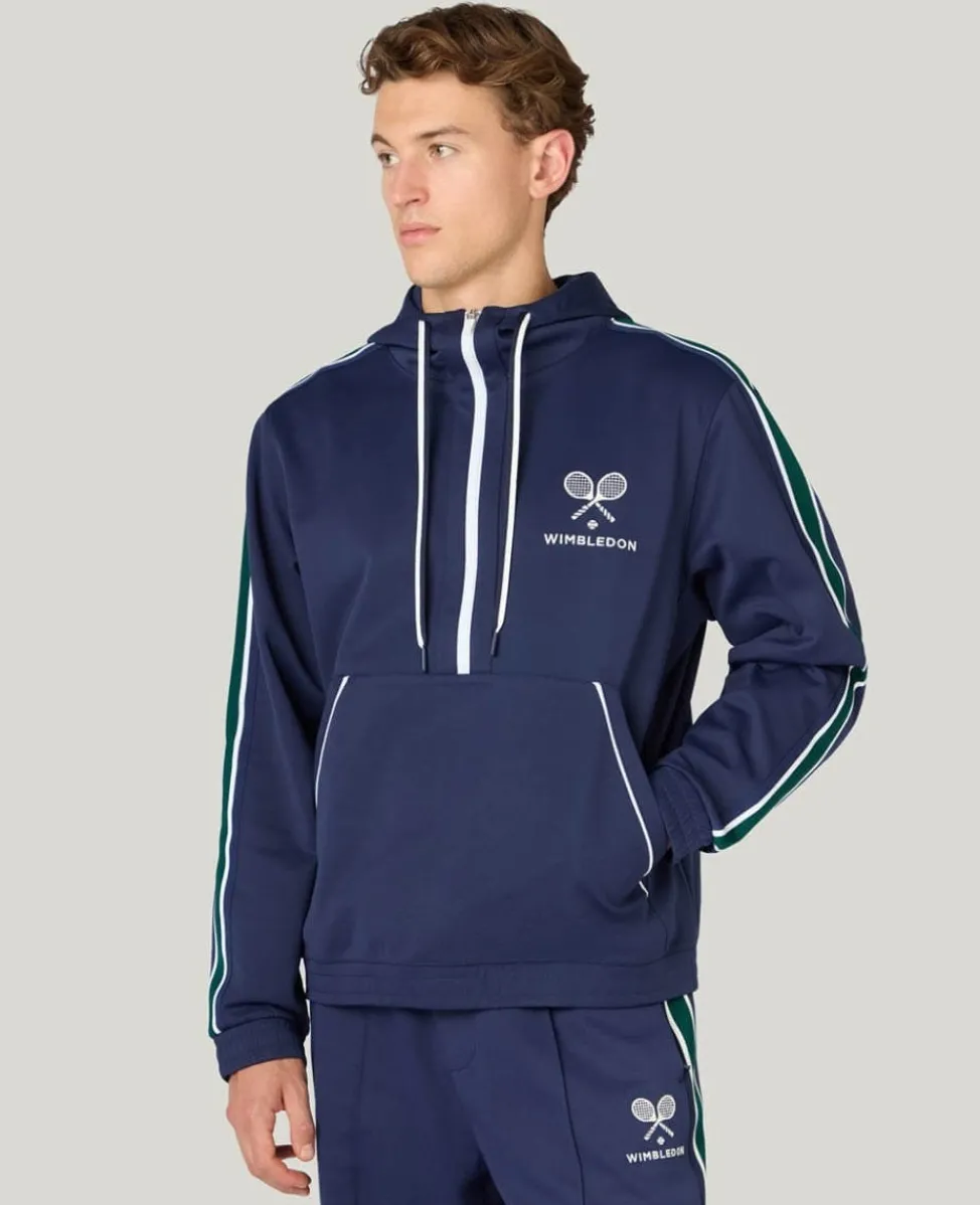 Wimbledon Sweatshirts & Hoodies-Interlock Stripe Hoodie in Navy