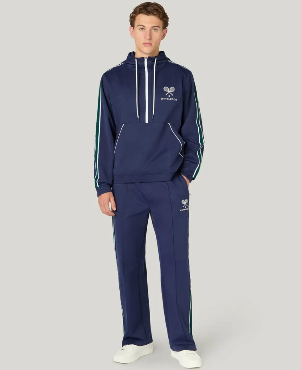 Wimbledon Sweatshirts & Hoodies-Interlock Stripe Hoodie in Navy