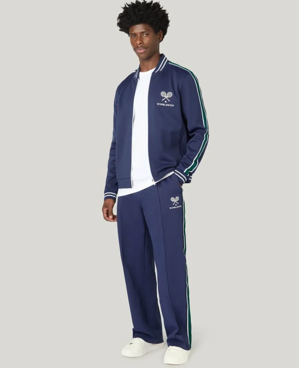 Wimbledon Trousers & Shorts-Interlock Stripe Track Pants in Navy