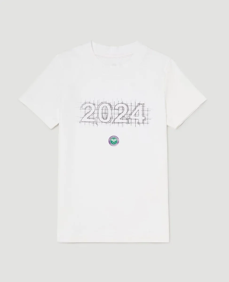 Wimbledon Tops & T-Shirts-Kids 2024 Sketch T-Shirt - White