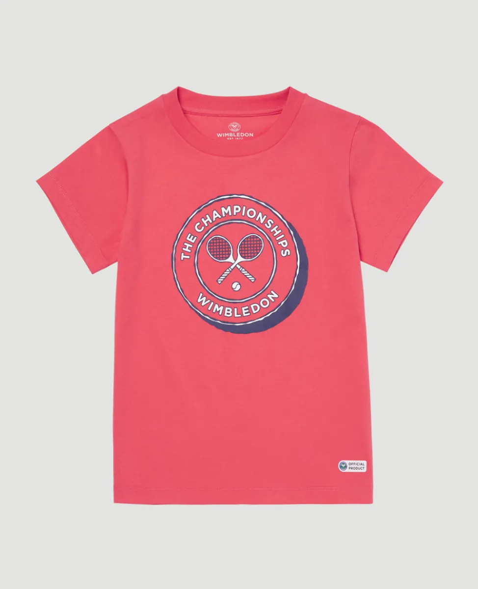 Wimbledon Tops & T-Shirts-Kids Drawn Logo T-Shirt - Red