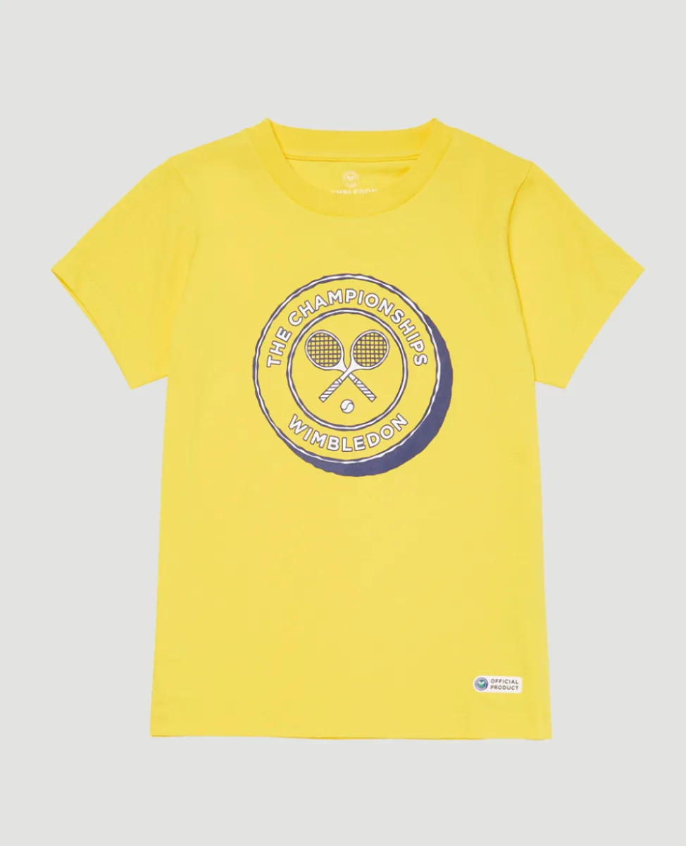 Wimbledon Tops & T-Shirts-Kids Drawn Logo T-Shirt - Yellow