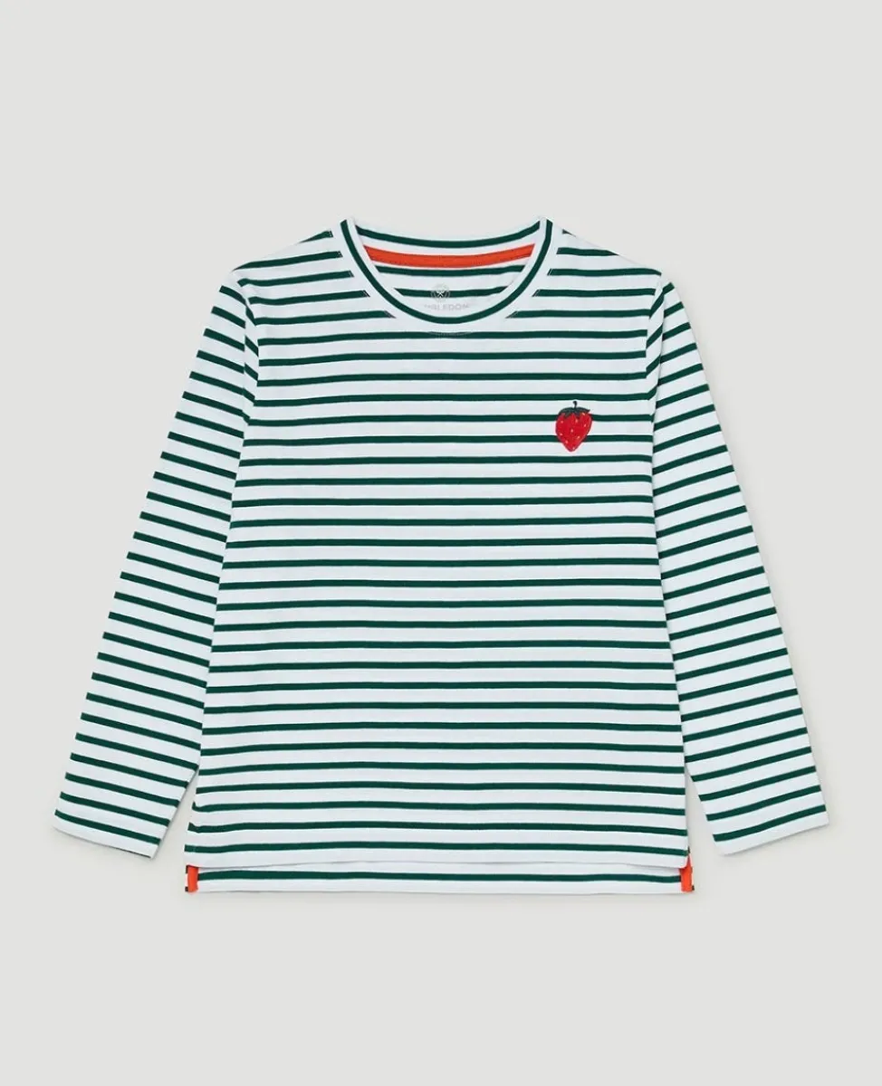 Wimbledon Tops & T-Shirts-Kids Longsleeve Breton T-Shirt - White & Green