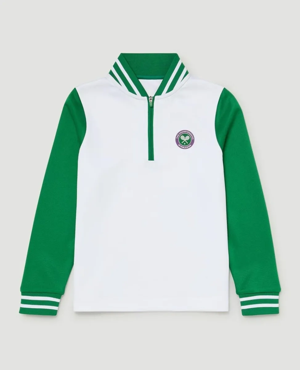 Wimbledon Sweatshirts & Hoodies-Kids Performance Half Zip Sweatshirt - Green