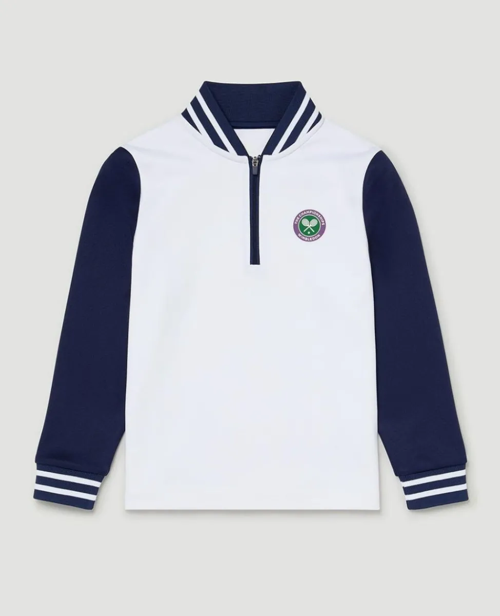 Wimbledon Sweatshirts & Hoodies-Kids Performance Half Zip Sweatshirt - Navy