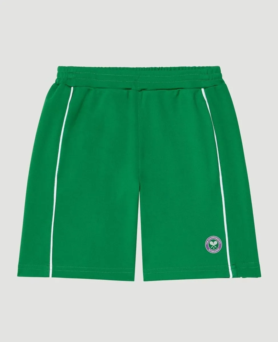 Wimbledon Trousers & Shorts-Kids Performance Piping Shorts - Green & White