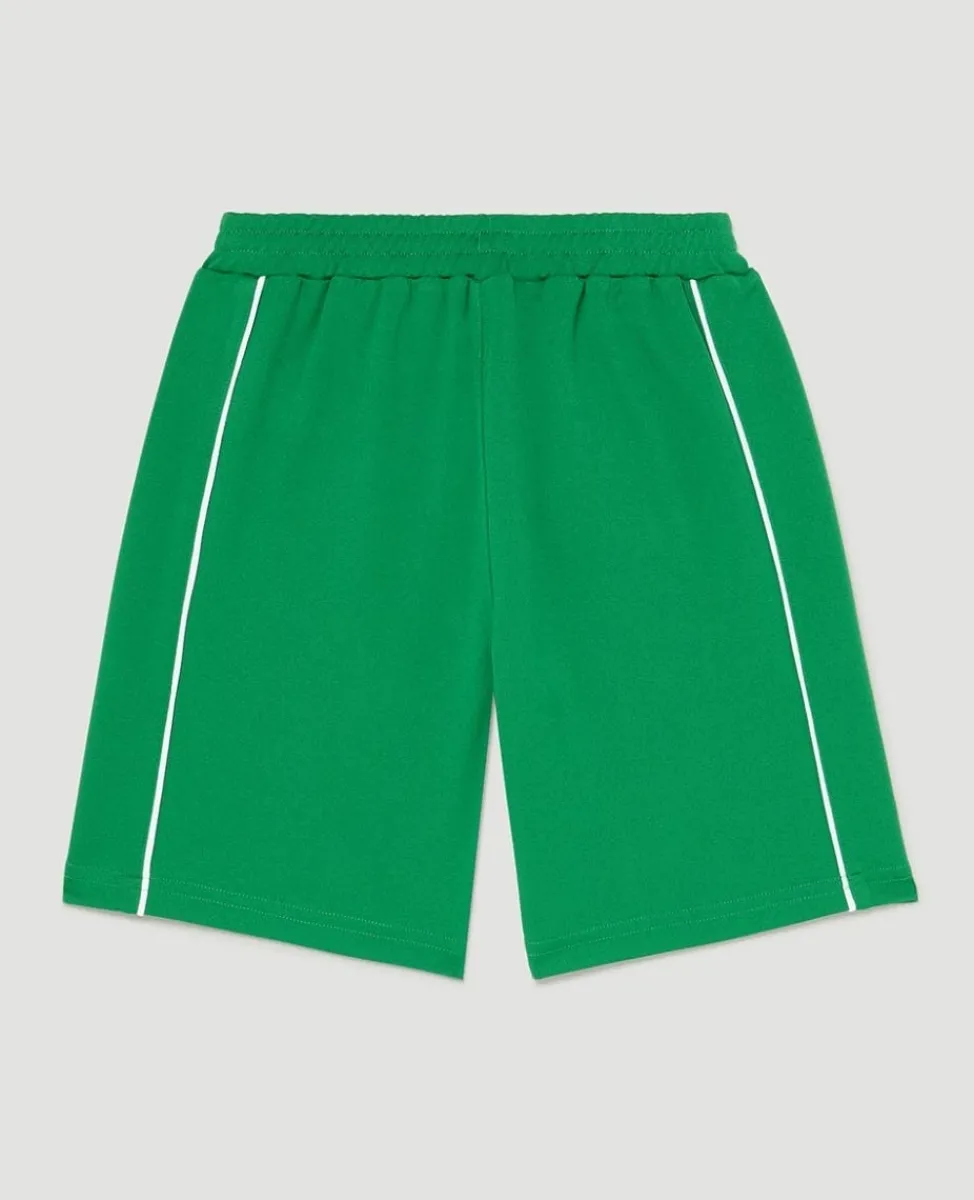 Wimbledon Trousers & Shorts-Kids Performance Piping Shorts - Green & White