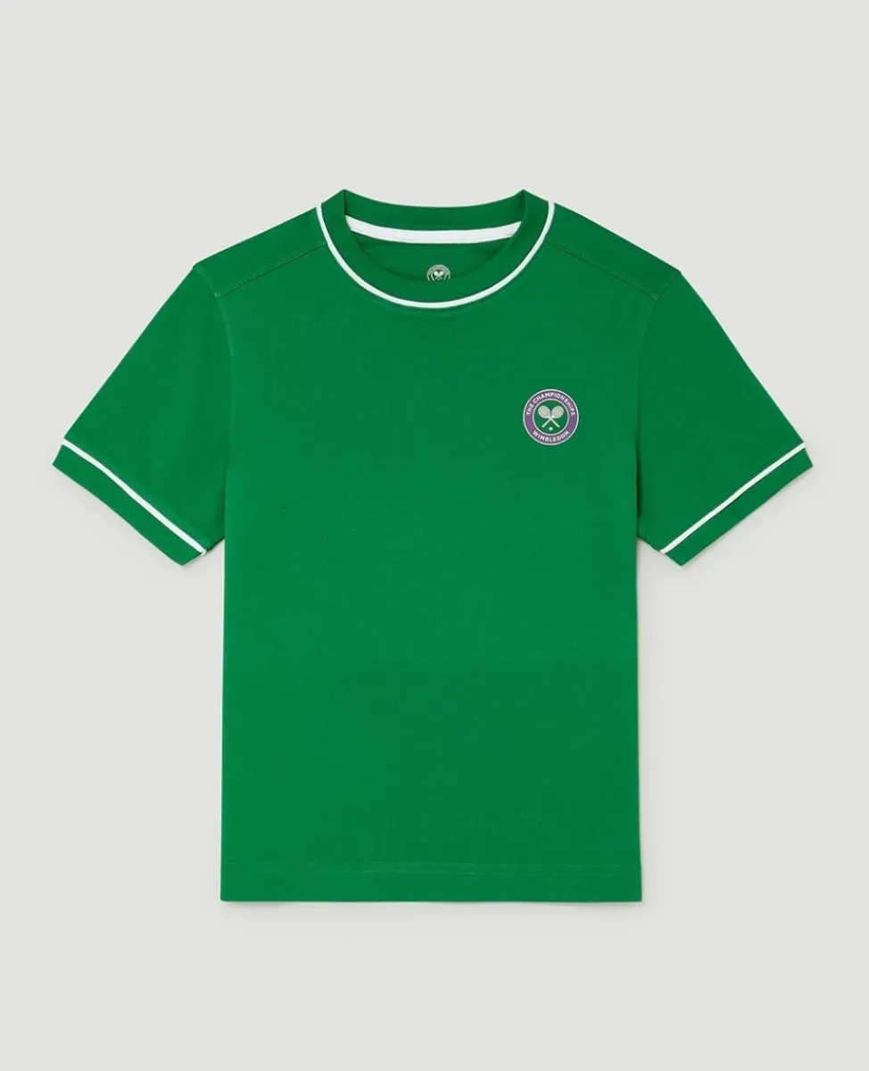 Wimbledon Tops & T-Shirts-Kids Performance Piping T-Shirt - Green