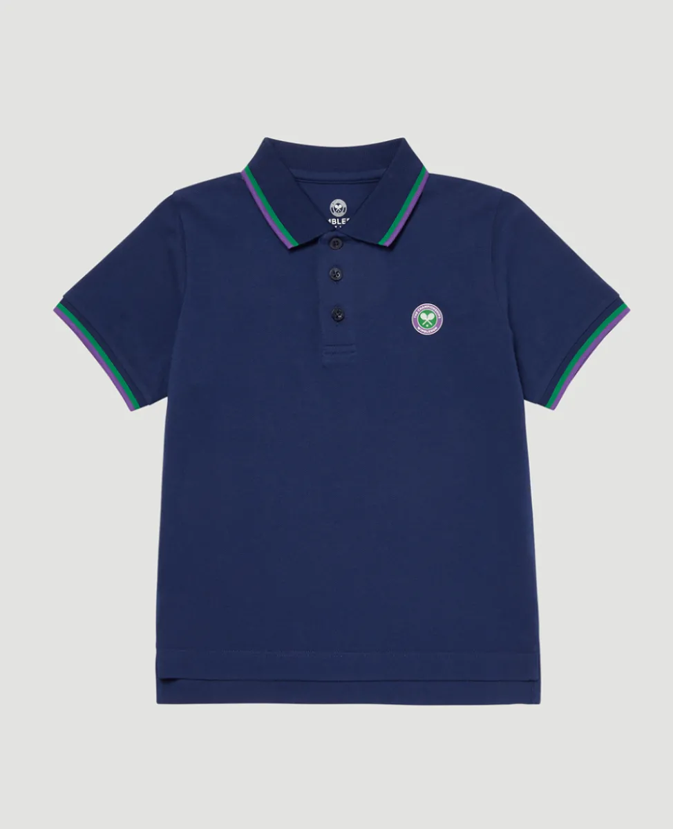 Wimbledon Tops & T-Shirts-Kids Pique Polo - Navy