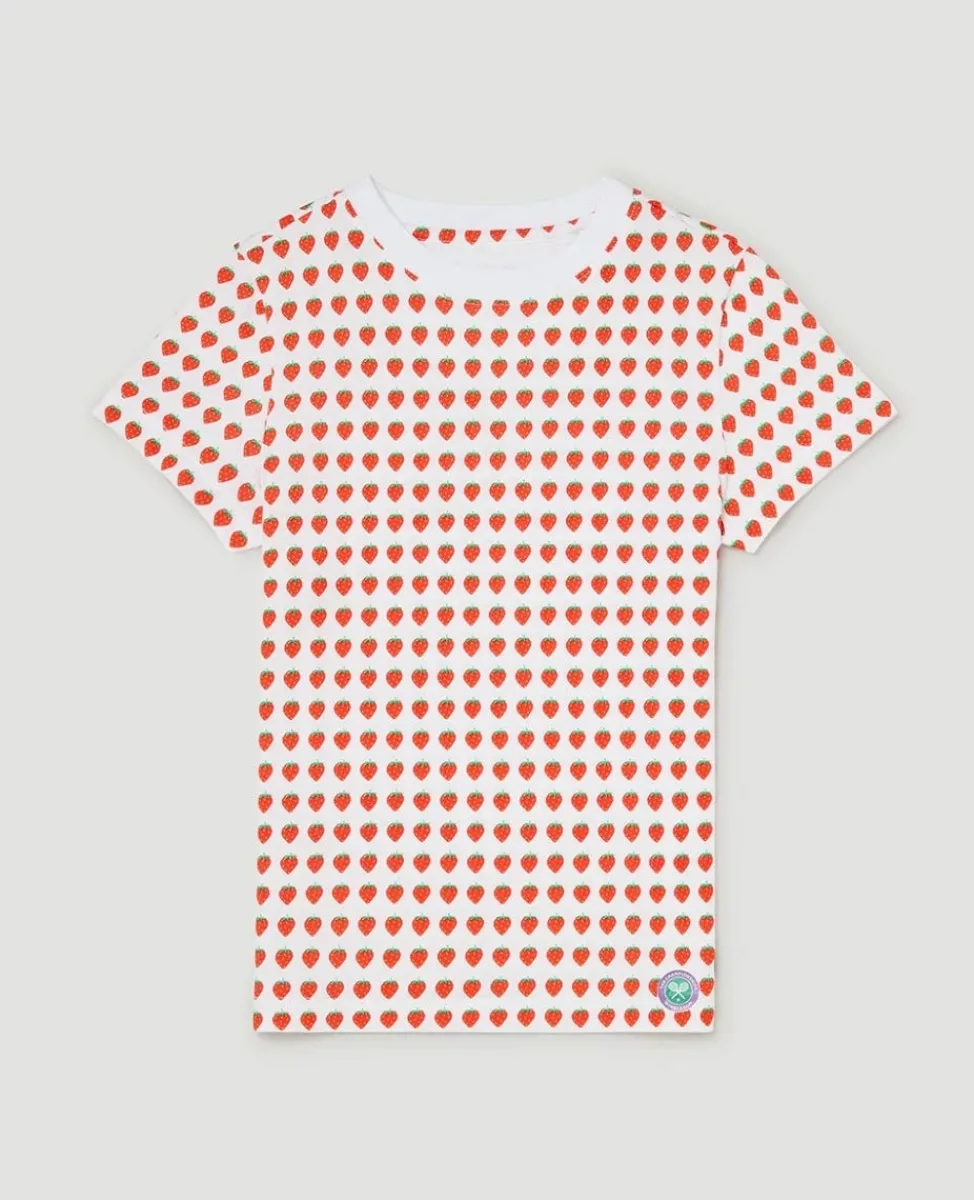 Wimbledon Tops & T-Shirts-Kids Strawberry T-Shirt - White & Red