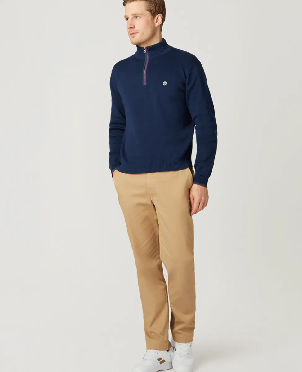 Wimbledon Knitwear-Mens 1/4 Zip Knit - Navy