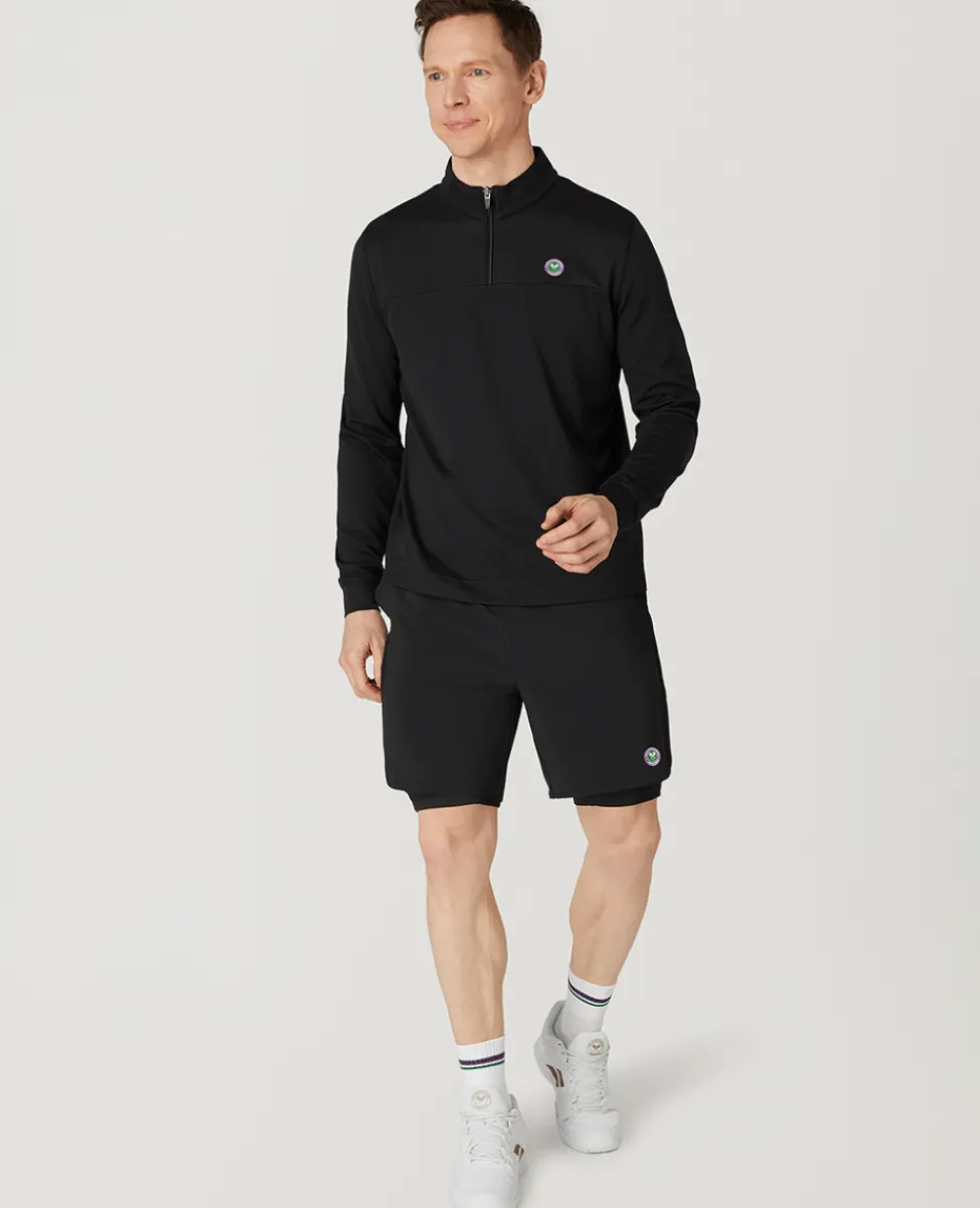 Wimbledon Sweatshirts & Hoodies | Sweatshirts & Hoodies-Mens 1/4 Zip Longsleeve Top - Black