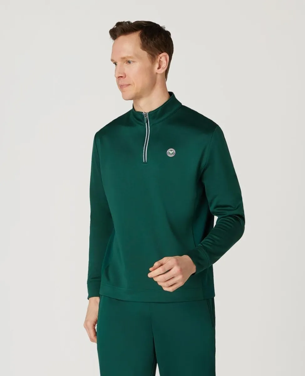 Wimbledon Sweatshirts & Hoodies-Mens Core Performance 1/4 Zip Training Top - Green