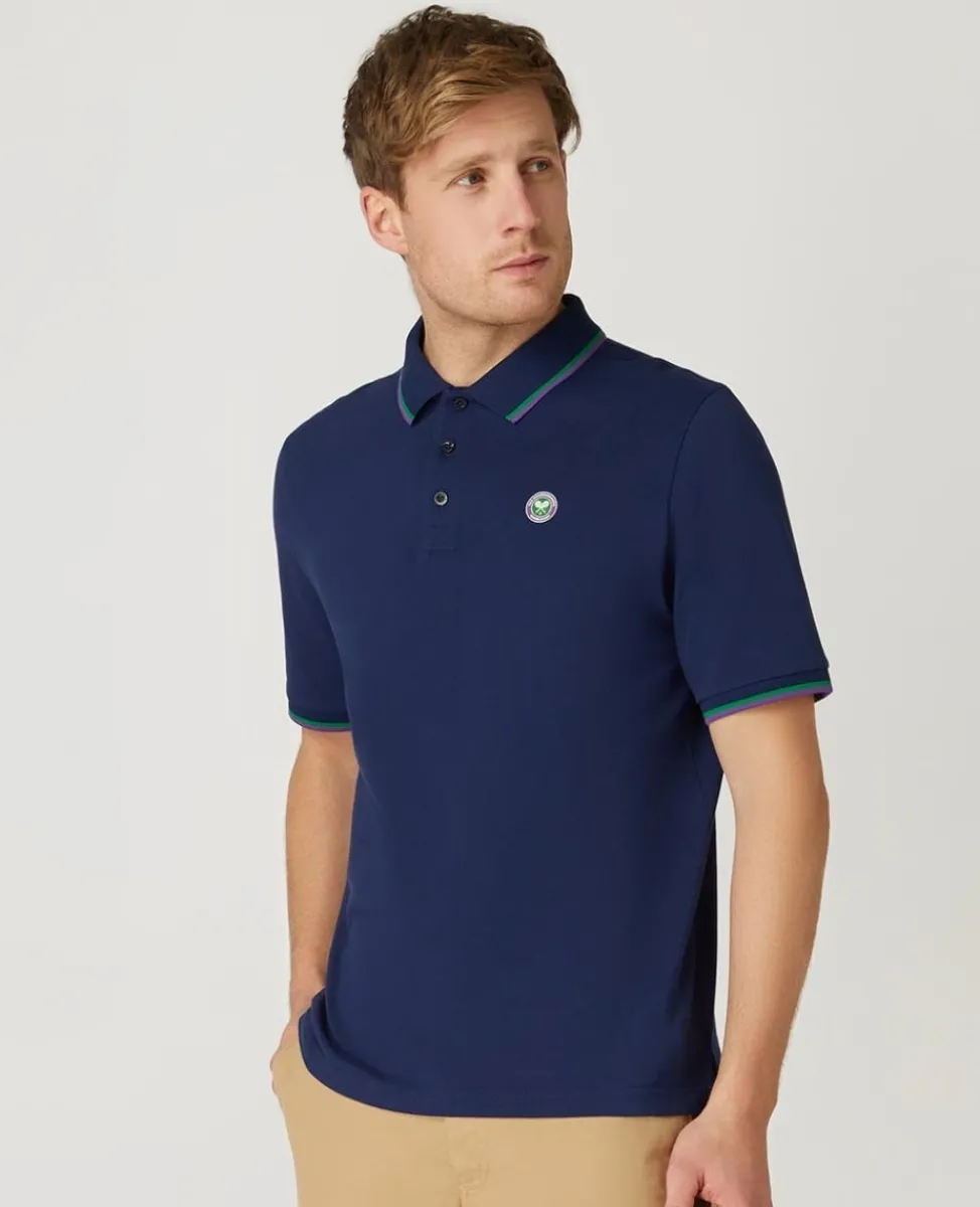 Wimbledon Polo Shirts-Mens Core Pique Polo - Navy