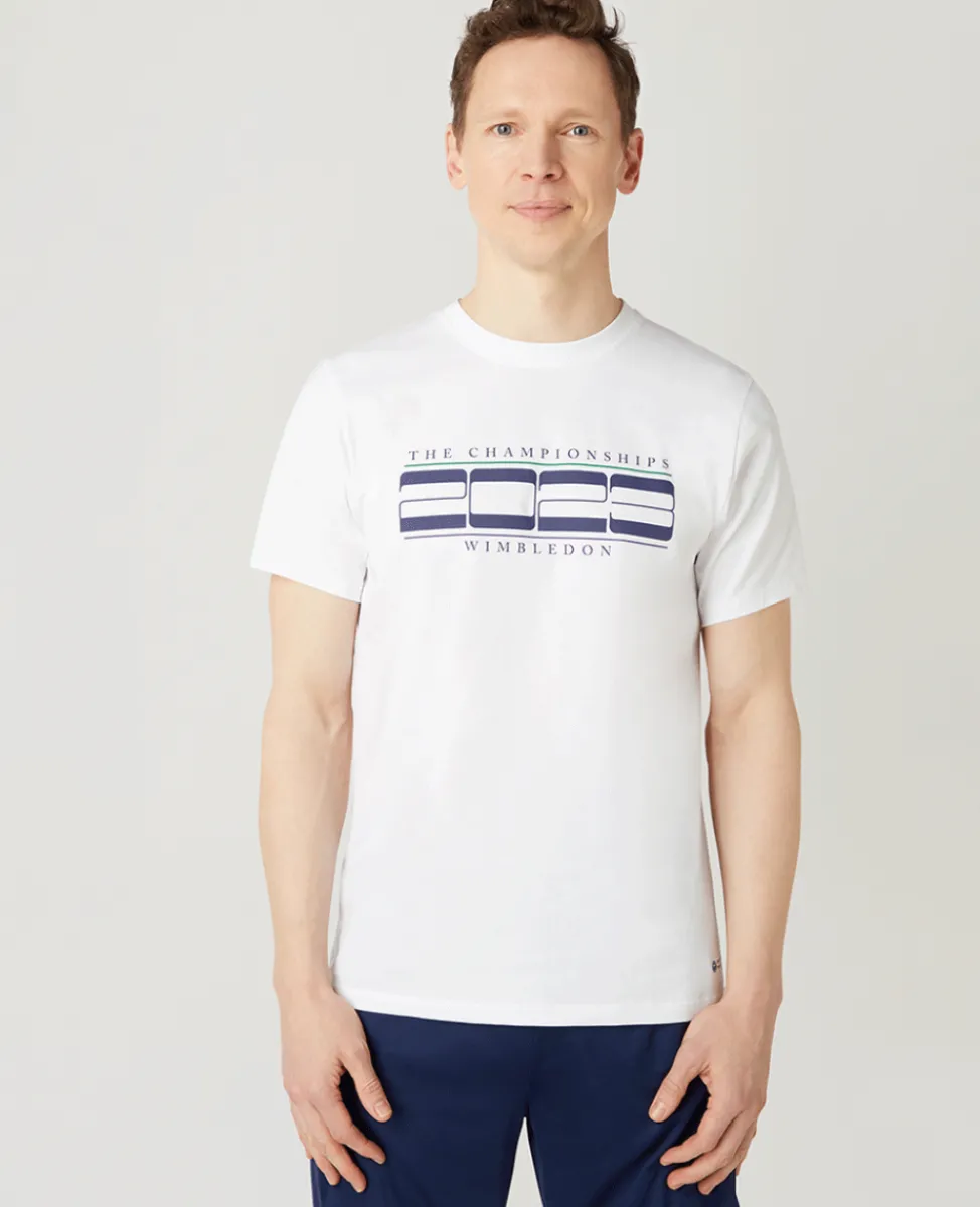 Wimbledon T-Shirts-Mens Linear 2023 T-Shirt - White