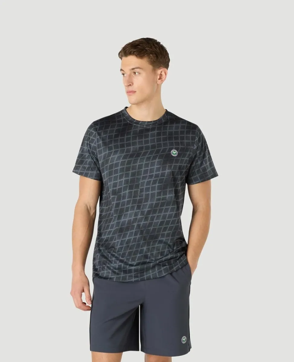 Wimbledon T-Shirts-Mens Performance Net T-Shirt - Black