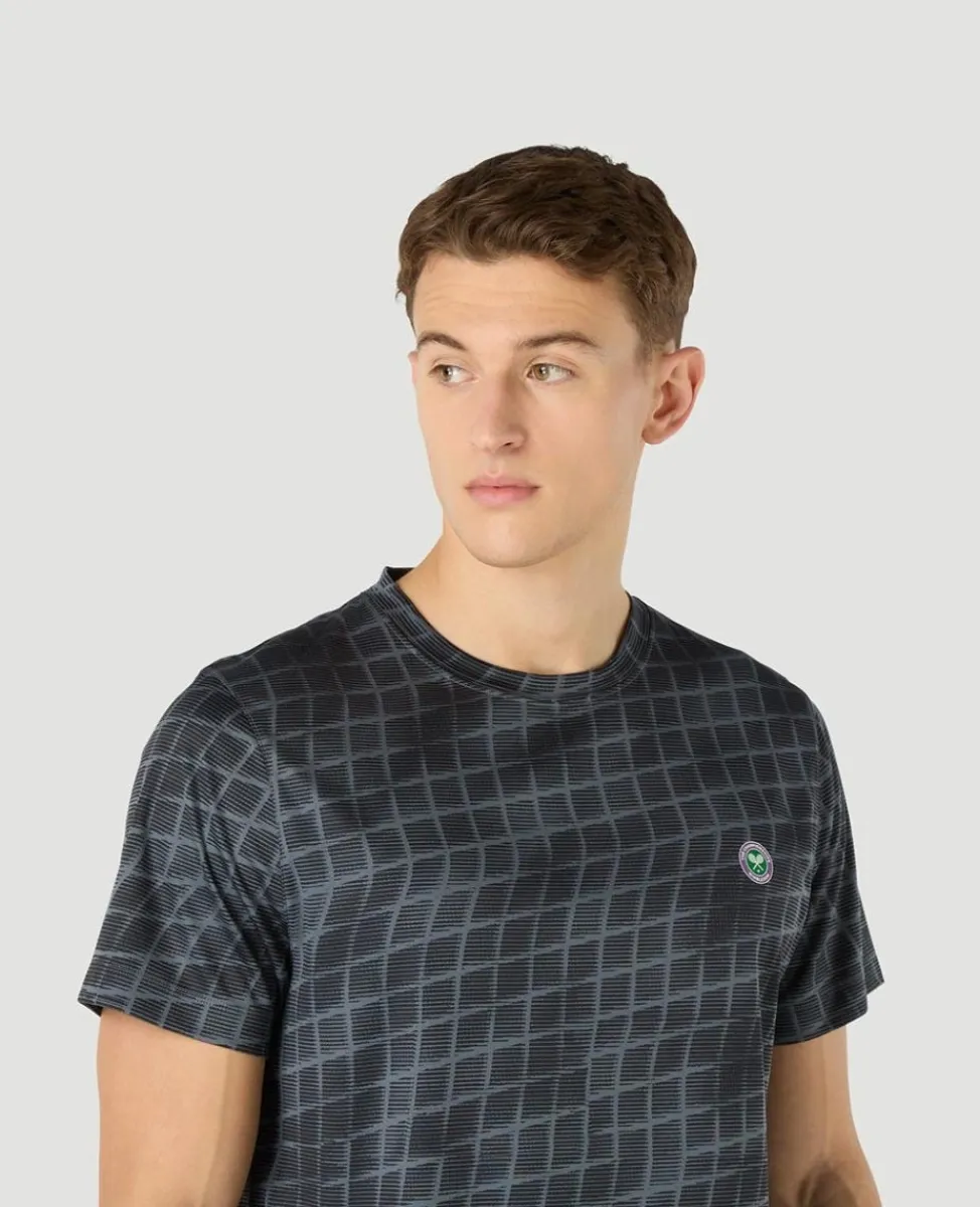 Wimbledon T-Shirts-Mens Performance Net T-Shirt - Black