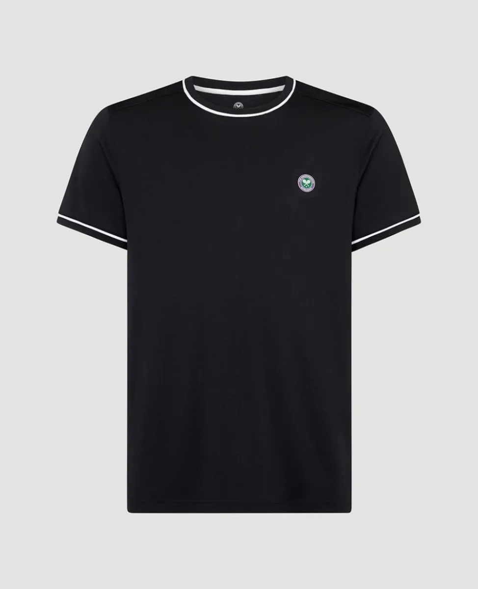 Wimbledon T-Shirts-Mens Performance Piped T-Shirt - Black