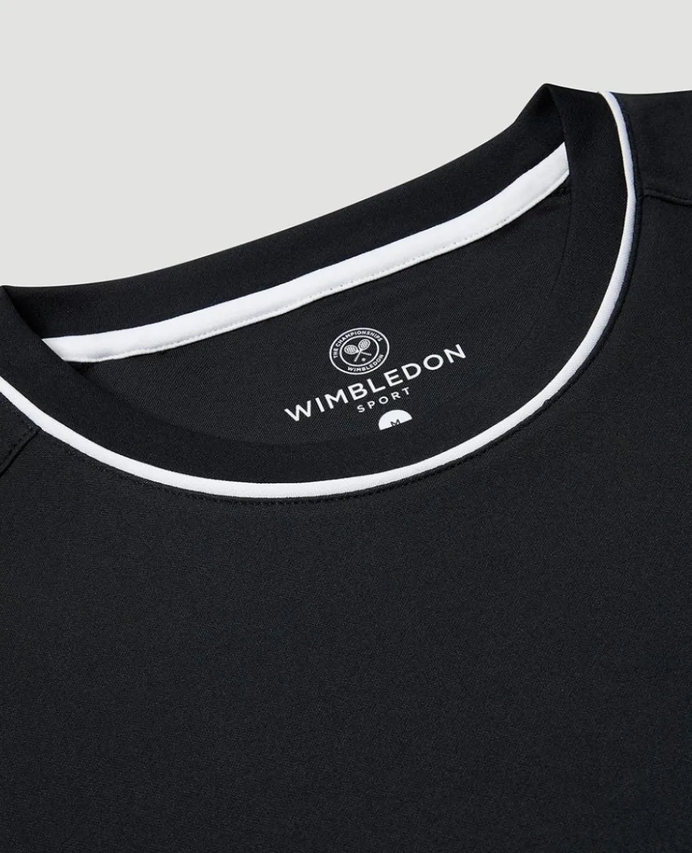 Wimbledon T-Shirts-Mens Performance Piped T-Shirt - Black