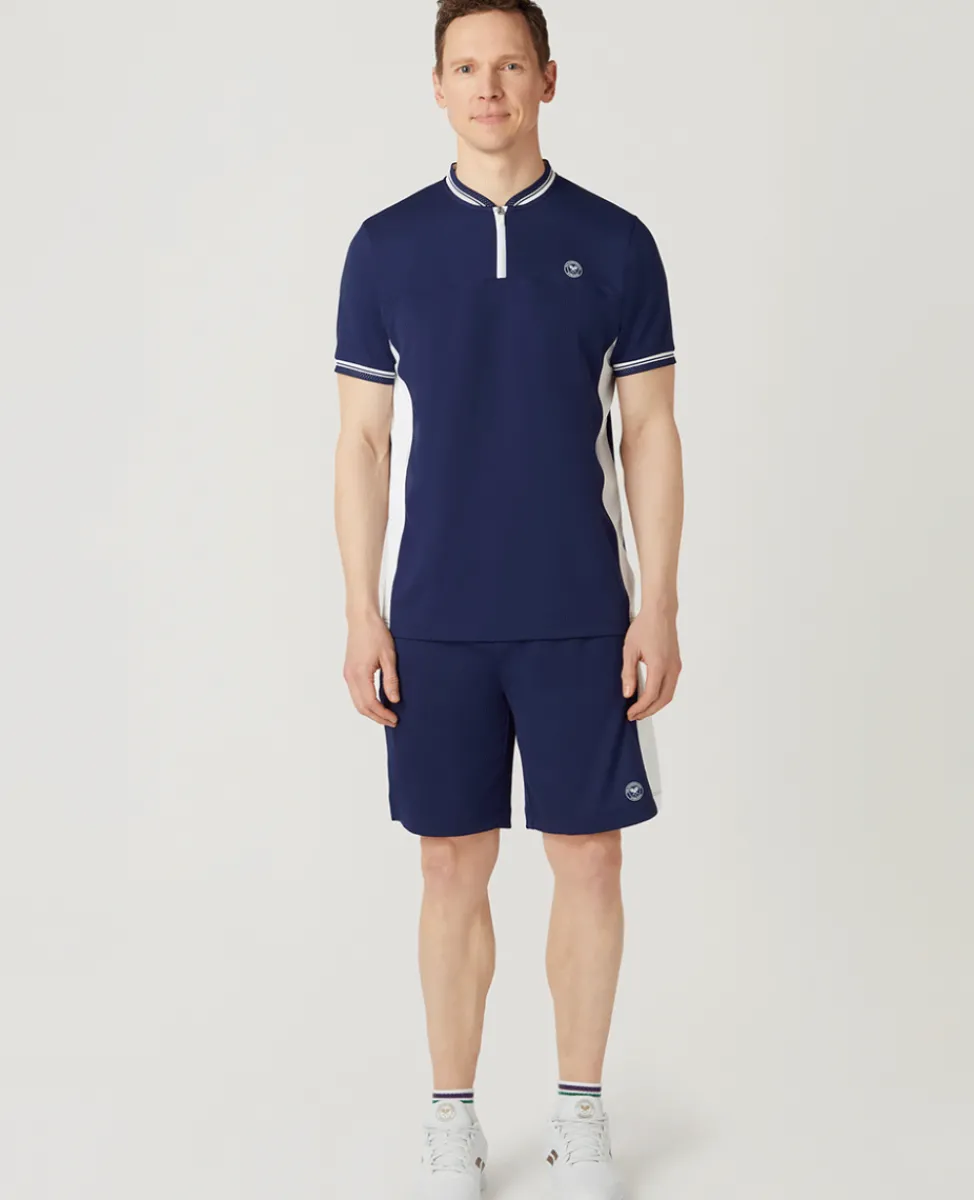 Wimbledon Trousers & Shorts-Mens Performance Short - Navy & White