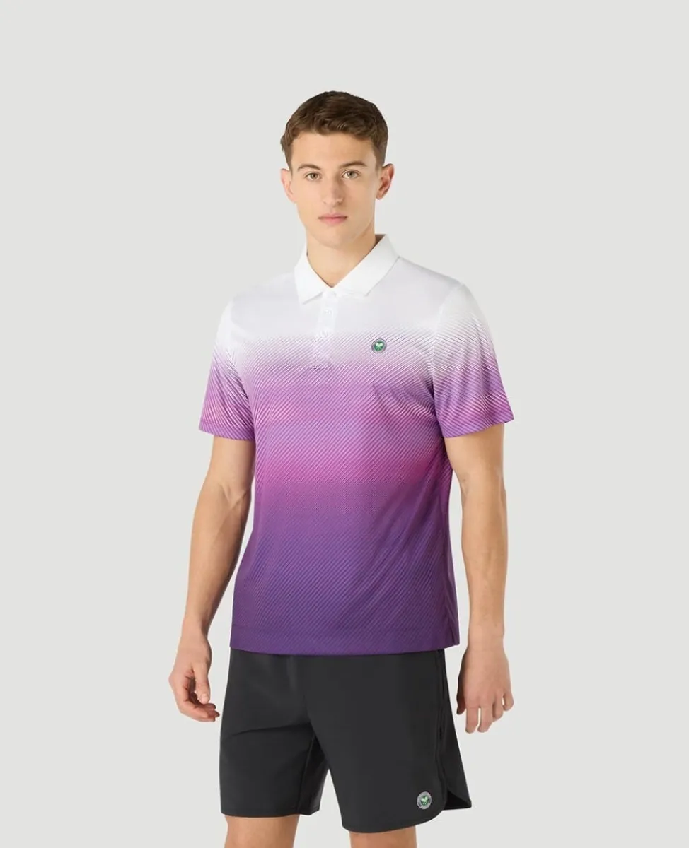 Wimbledon Polo Shirts-Mens Performance Stripe Polo - Purple