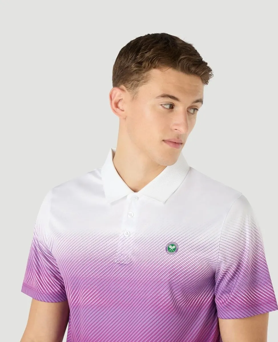 Wimbledon Polo Shirts-Mens Performance Stripe Polo - Purple