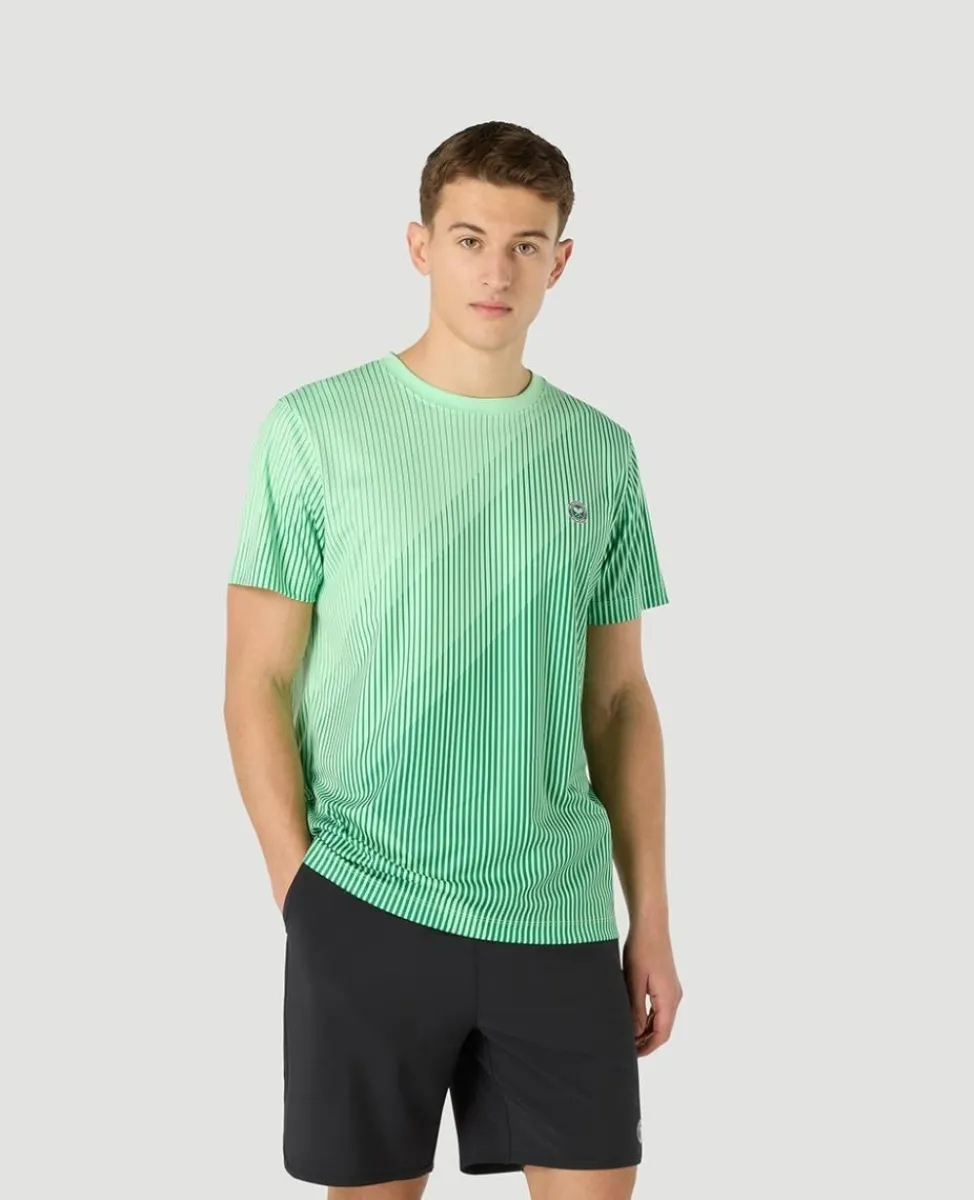 Wimbledon Tops & T-Shirts | T-Shirts-Mens Performance Stripe T-Shirt - Green