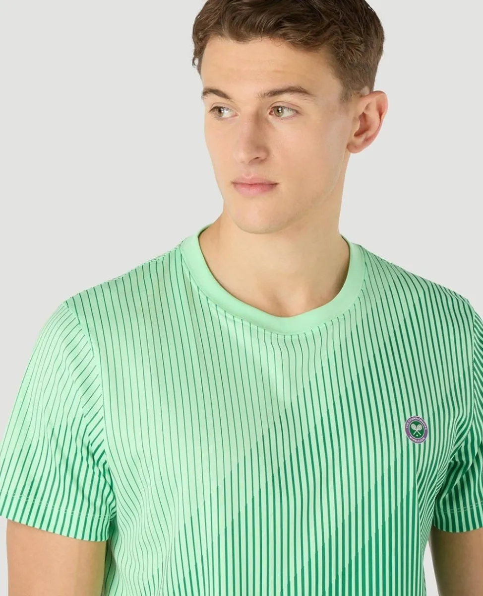 Wimbledon Tops & T-Shirts | T-Shirts-Mens Performance Stripe T-Shirt - Green