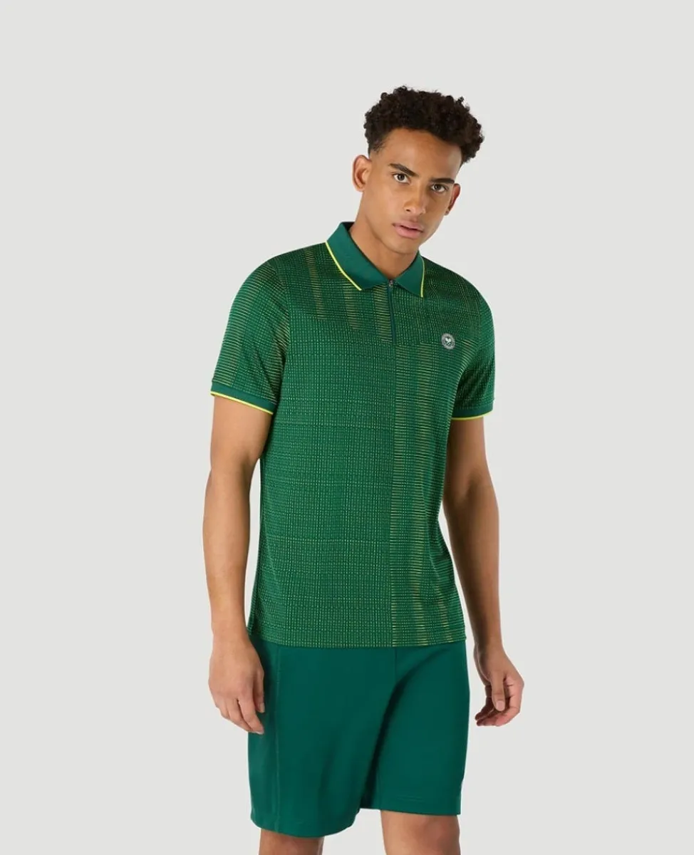 Wimbledon Polo Shirts-Mens Performance Texture Polo - Green