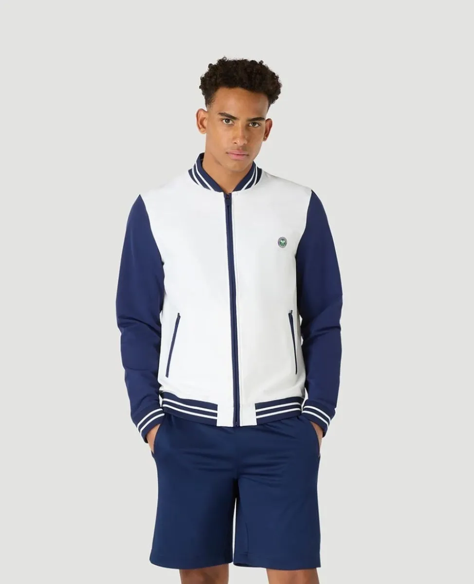 Wimbledon Jackets & Coats-Mens Performance Varsity Jacket - White & Navy