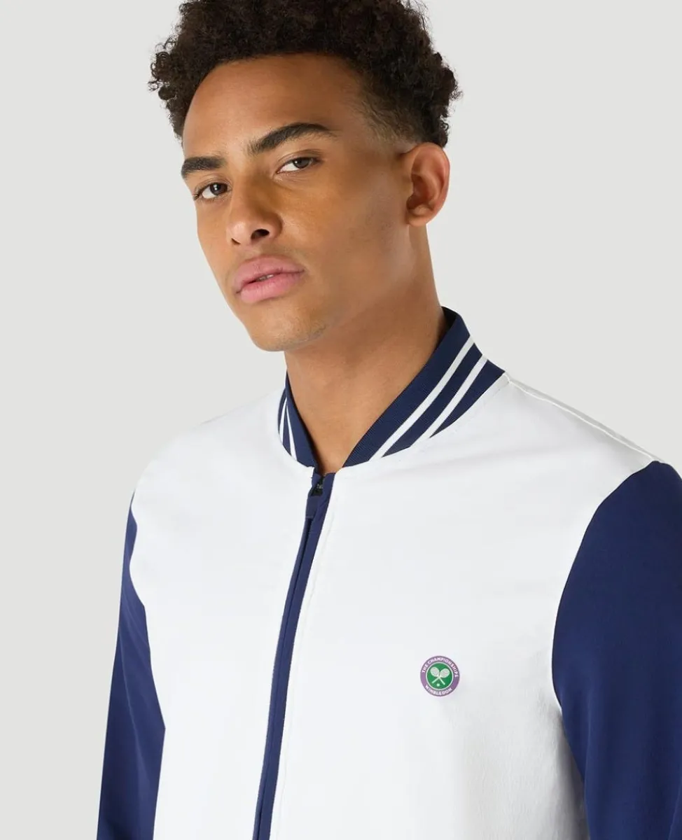 Wimbledon Jackets & Coats-Mens Performance Varsity Jacket - White & Navy