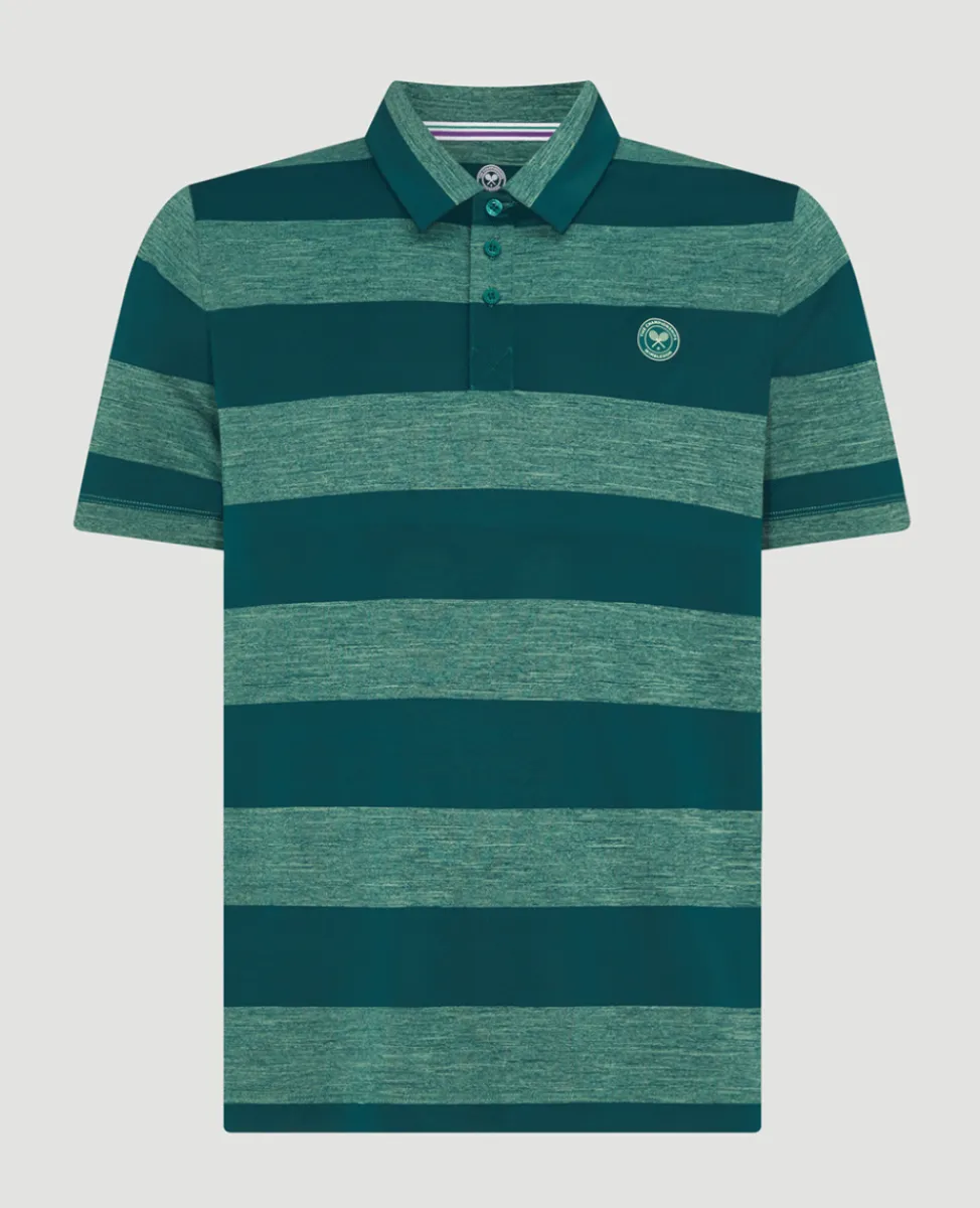 Wimbledon Polo Shirts-Mens Striped Polo Green & Lime