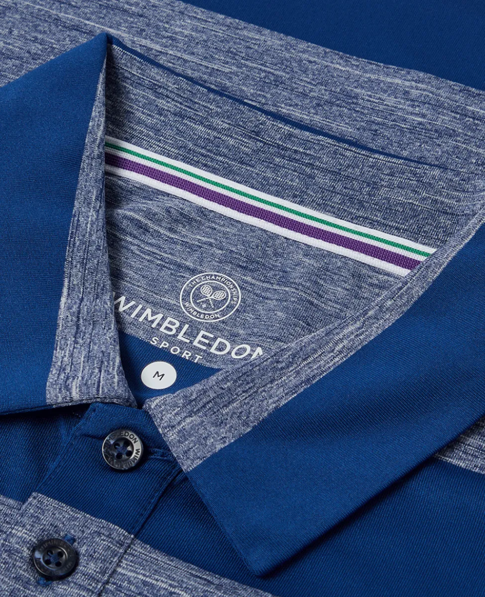 Wimbledon Polo Shirts-Mens Striped Polo Navy & White