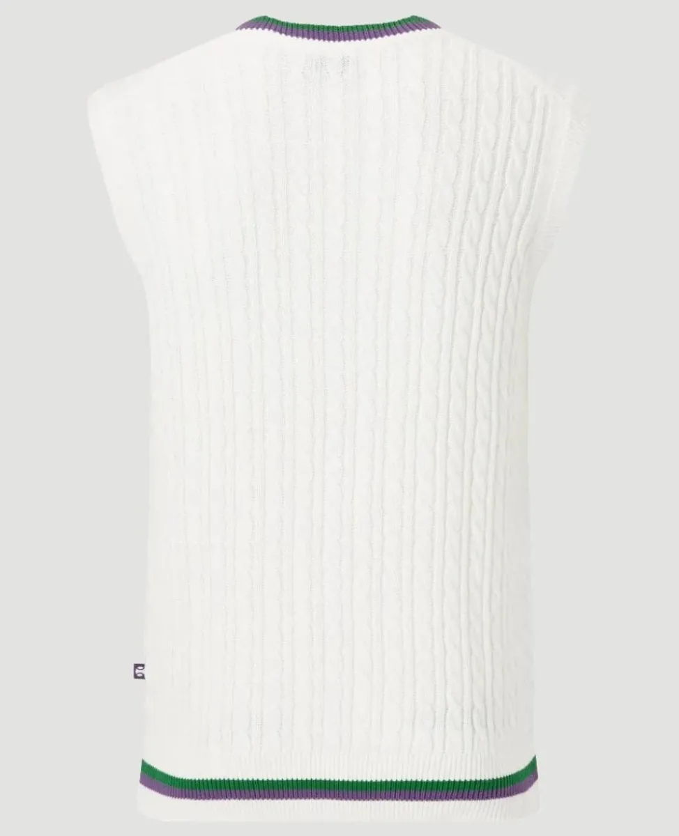 Wimbledon Knitwear-Men's Tank Cable Knit - White