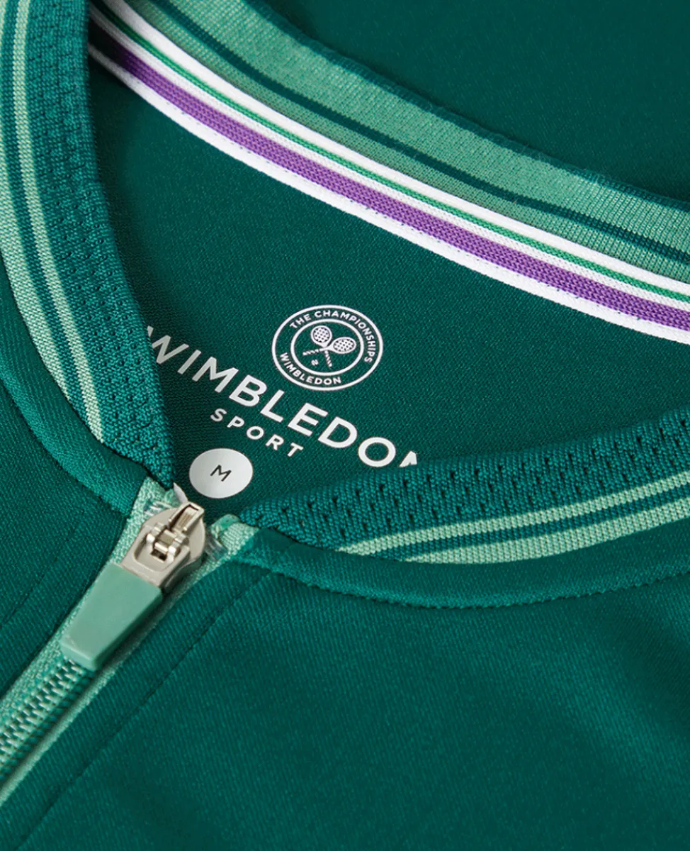 Wimbledon Polo Shirts-Mens Zip Neck Polo - Green