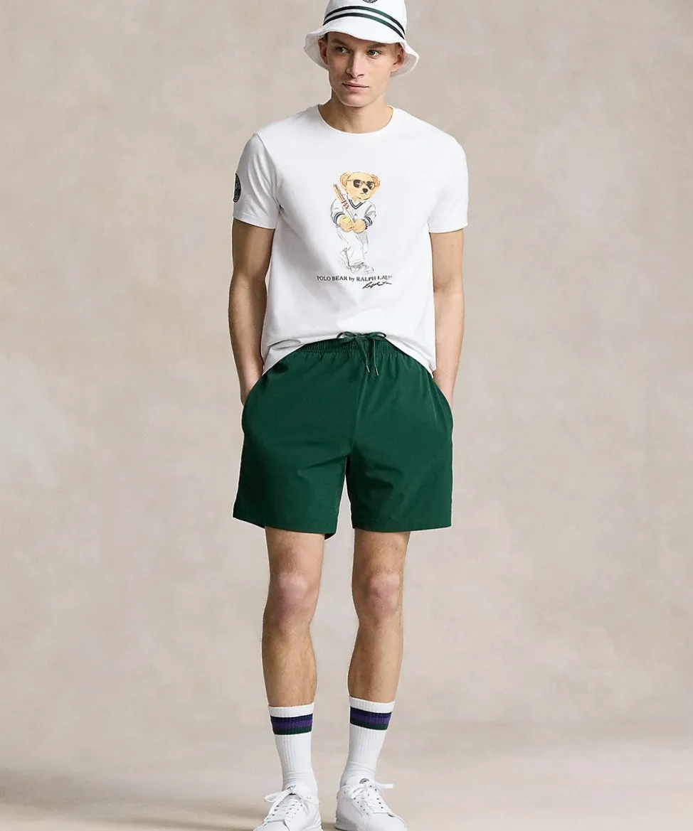 Wimbledon T-Shirts-Polo Ralph Lauren Mens Custom Slim Polo Bear T-Shirt - White