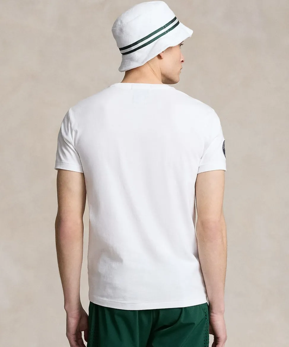 Wimbledon T-Shirts-Polo Ralph Lauren Mens Custom Slim Polo Bear T-Shirt - White